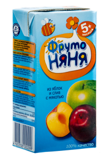 ПРОДУКТЫ ДЛЯ ДЕТЕЙ Фруто Фруто Няня сок детский яблоко слива с мякотью 5м+ 0,2л